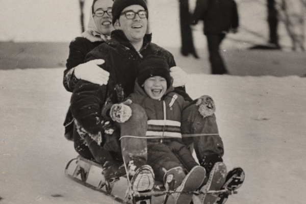 Ronald and Wilma Holmes go sledding with their son James (Hoang Tien Mung) in East Hartford in 1974. Originally from Biên Hòa in South Vietnam, James was adopted by the couple after Ron met him in an orphanage while serving in Southeast Asia. Collection of the Hartford History Center, Hartford Public Library.